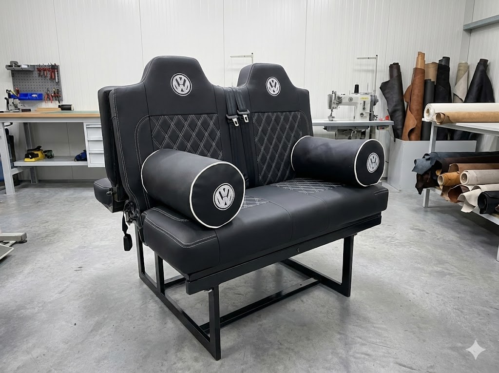 Black and grey Bentley stitched rock n roll bed Blue Note Upholstery